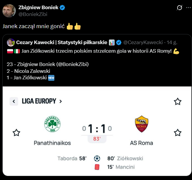 Tak Zbigniew Boniek SKOMENTOWAŁ PIERWSZEGO GOLA Ziółkowskiego w Romie xD